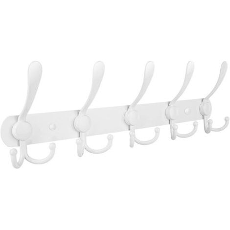 Wandmontierte Garderoben-, Handtuch- Und Bademantelhaken Aus Edelstahl (weiß, 15 Haken, 1 Stück)
