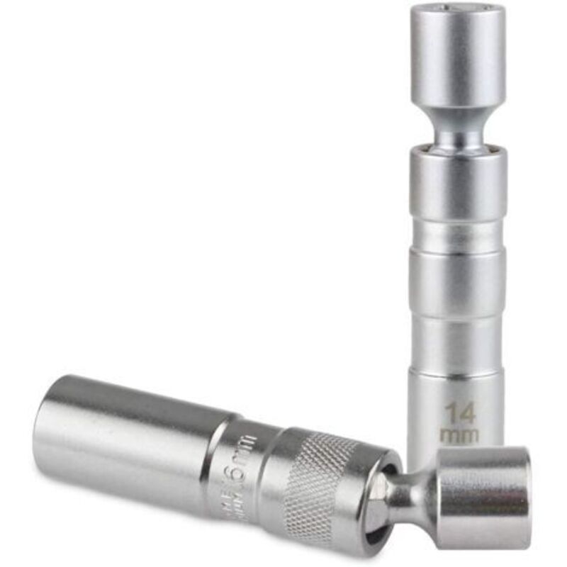 Pr. 2 Stück 14 Mm/16 Mm Douille De Bougie D'Alumage Pivoture Magnétique, 3/8' Cle Bougies Voiture Douze Pans Avec Conception Pivotante (material Cr-v)