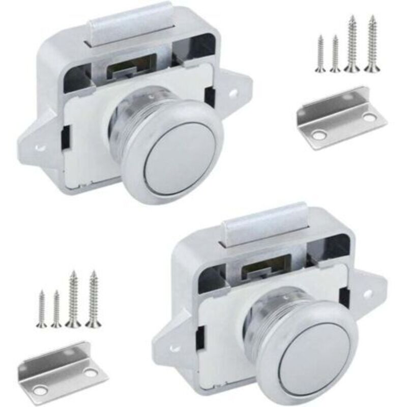 Zvd-2 Stück Druckknopfriegel, Wohnmobilschloss, Metall, 14–16 Mm, Druckknopf, Schlüssellose Tür, Möbeltürschloss Mit Schrauben, Für Wohnmobil-schränke, Yachten, Schubladen, Wohnwagen, Schränke
