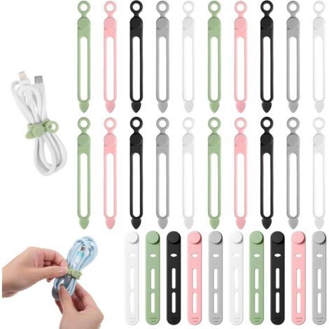 Kabelbinder, 20 Stück, Verstellbare, Wiederverwendbare Silikon-kabelbinder Für Zuhause, Büro, Küche, Kopfhörer, Ladegeräte, Usb-computerkabel