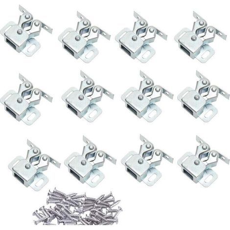 Set Mit 12 Doppelrollen-schnappverschlüssen Für Türen, Schränke, Schubladen Und Kleiderschränke – Verzinkt