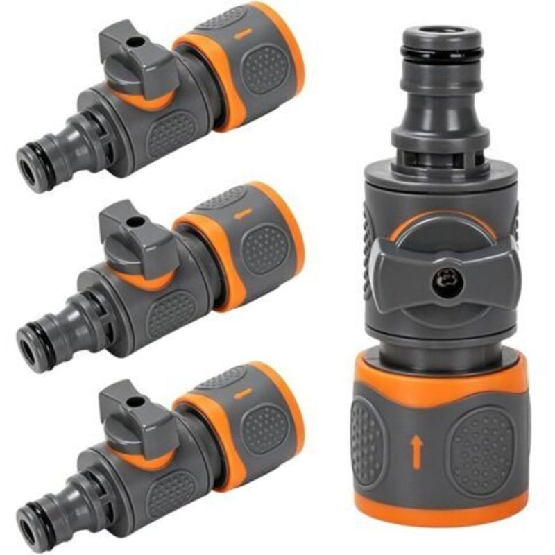 Gartenschlauch-anschluss-set, 4 Stück, Mit 1/2-zoll-regulierventil Für Stufenlose Regulierung Und Absperrung Des Wasserflusses, Schnellanschluss Für Autowäsche, Bewässerung Und Regen