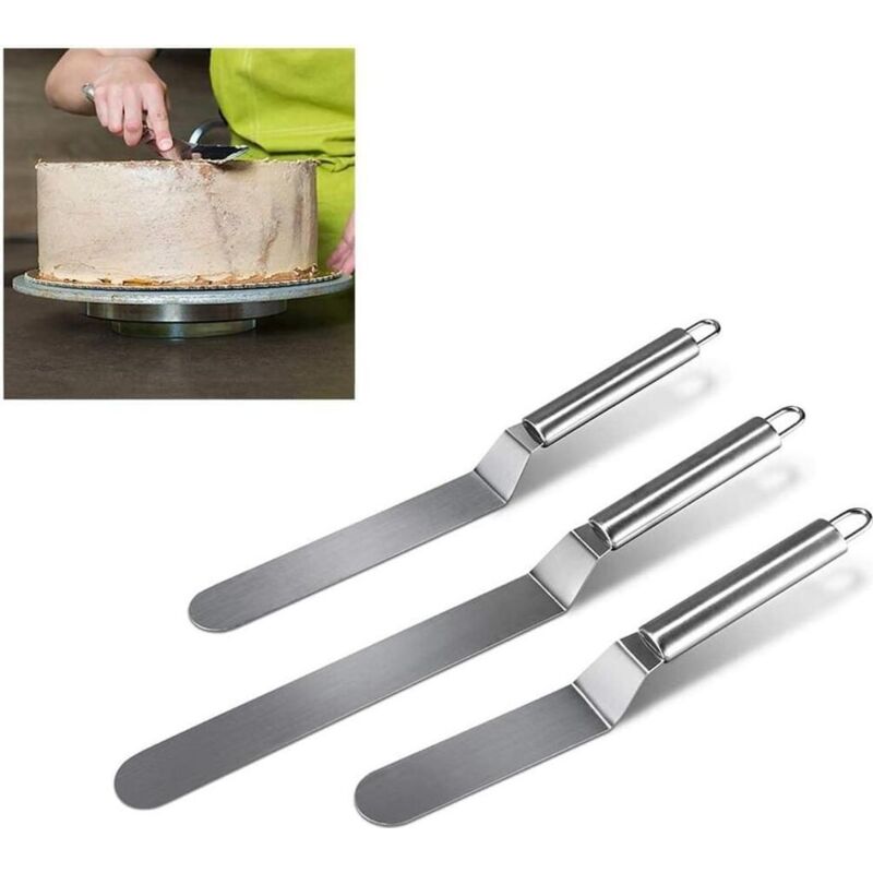 Winkelpalette Inox Set 3-teilig Winkelpaletten Kuchenmesser, Tortenmesser, Glasurmesser, Konditorenmesser, Tortenglätter Für Zuckerpaste Und Zum Dekorieren Von Kuchen