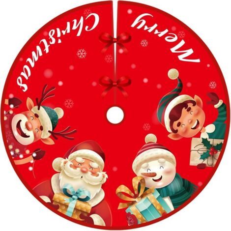 Weihnachtsbaumrock, Rustikale Baumrock-ornamente, Rote Weihnachtsbaumrockmatte Mit Hirsch-schneemann-weihnachtsmann-muster Für Feiertagsparty-dekorationen, Rot