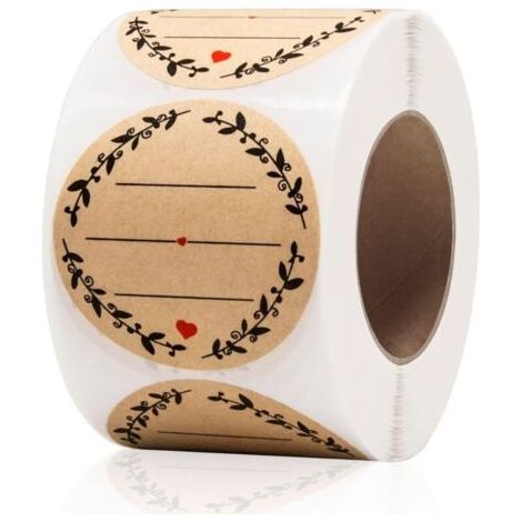500 Blatt – Selbstklebende Etiketten – Aufkleber Für Gläser Und Deckel – Kronen-design – 3 Beschreibbare Linien – Aufkleber Aus Kraftpapier – Standard-etiketten – Etiketten Für C