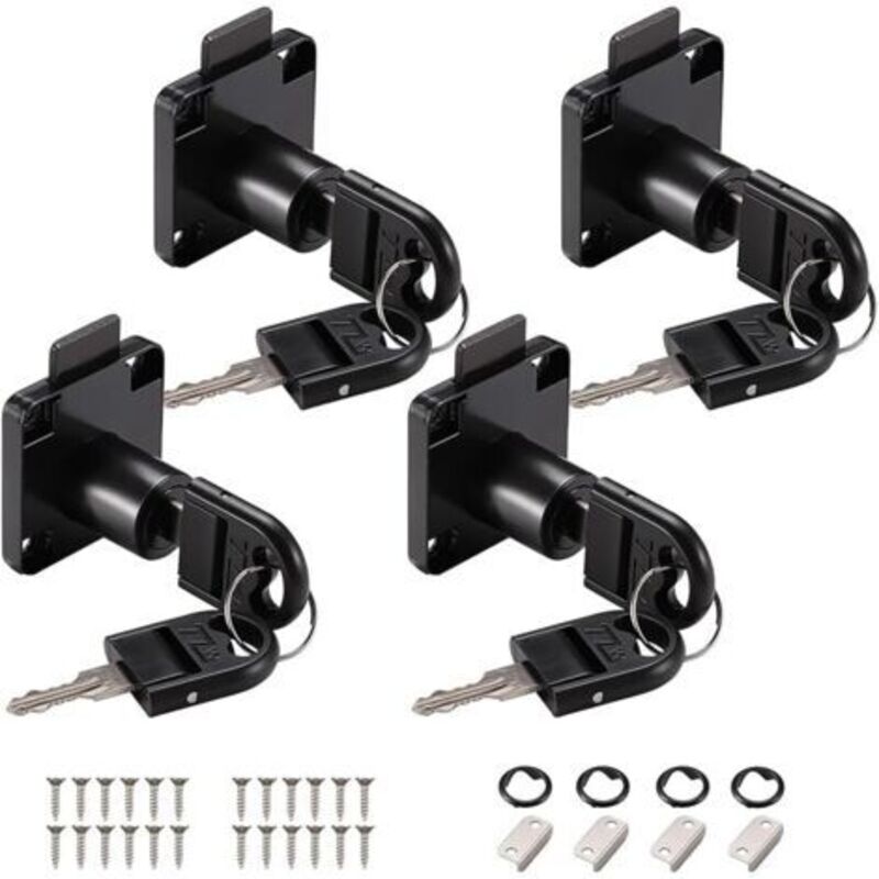 4 Stück Schreibtisch-schubladenschlösser, 22 Mm Nockenschloss, Nockenschloss Mit Verschiedenen Schlüsseln, Möbelschloss Für Möbel, Schublade, Tür, Briefkasten, Schrank, Schrank (schwarz)