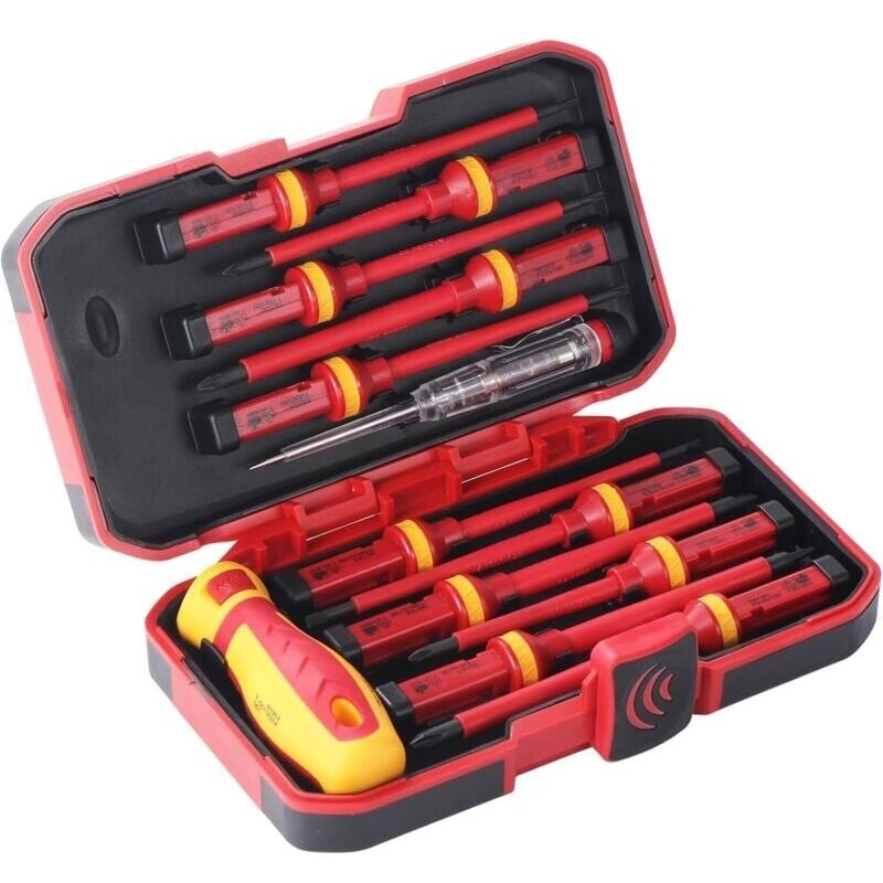 Los Mit 13 Tournevis Isolés-sets, Tournevis Electricien Professionnel, Tournevis Isolé 1000 V, Tournevis Interchangeables, Tournevis Magnétiques, Kit D'Outils De Réparation D'Électricien