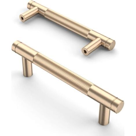 Set Mit 2 96 Mm Mattgerändelten Goldfarbenen Möbelgriffen Für Küchenschubladen Und Schränke