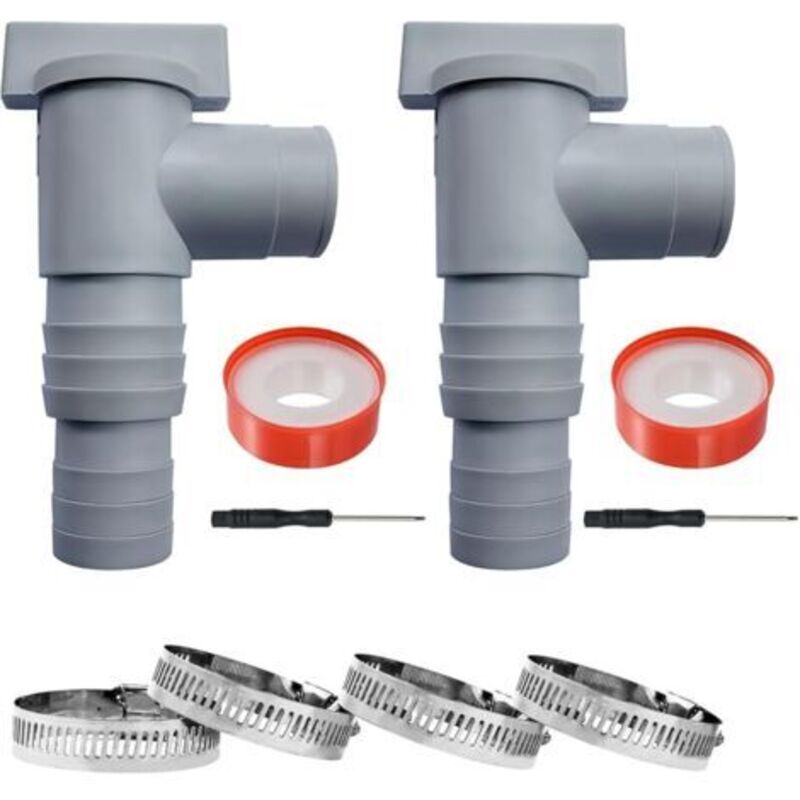 Schwimmbecken-wasserhahn Mit 32-mm-38-mm-wasserhahn, Schwimmbecken-wasserhahn Mit 2 Austausch-sägeketten, Doppelt Geteiltes Schwimmbecken-ventilkolben-zubehör (2 Stück).
