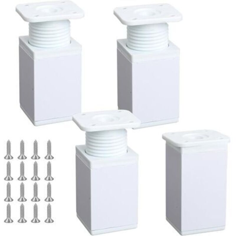 4 Stück Quadratische Verstellbare Möbelbeine, Weiße Aluminiumlegierung, Metall-tischbeine, Bettbeine Für Tische, Schränke, Sofas, Regale (8 Cm)