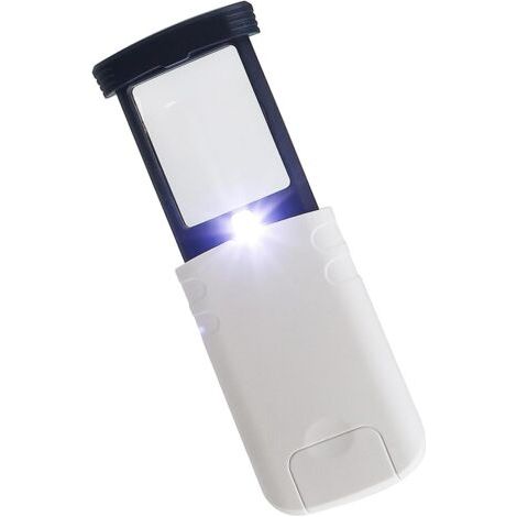 4-fach Erweiterbare Taschenlupe Mit Led-beleuchtung – Tragbare Taschenlupe Mit Schiebeetui Zum Lesen, Beobachten Von Schmuck, Münzen Und Briefmarken – Weiß
