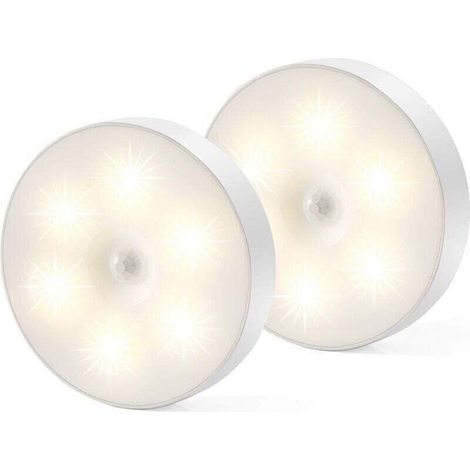 Led-nachtlicht, Magnetische Innen-bewegungsmelder-lampe Mit Kostenlosen Klebepads, Überall Kleben, Usb-wiederaufladbarer Kabelloser Sensor, Warmweiß, 2 Stück (auto-4000 K)
