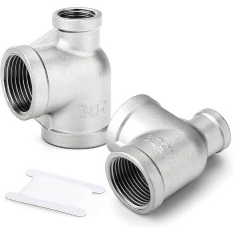 2 Stück 304 Té Réducteur Feminine Acier Inoxydable, 1"-1""-1/2""bsp Mit Adapter Für Den Seitlichen Durchmesser Des Reductor-zubehörs