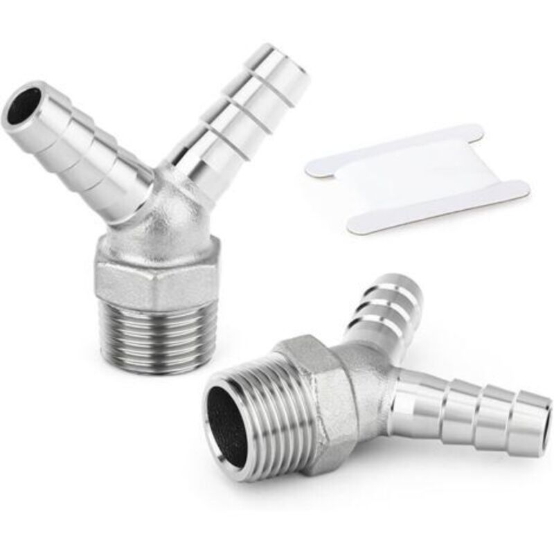 2 Stück 304 Edelstahl-schlauch-y-schlauchanschluss, 1/2 Zoll Bsp 3-wege-splitter-adapter Für Wasser, Kraftstoff, Luft