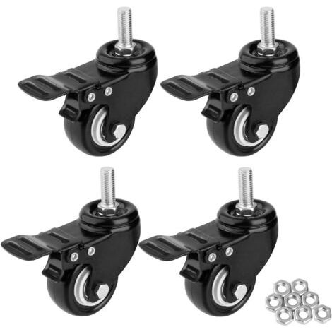 Pivot De Frein De 2 Po, Pivot En Caoutchouc Robust, Paquet De 4, Noir