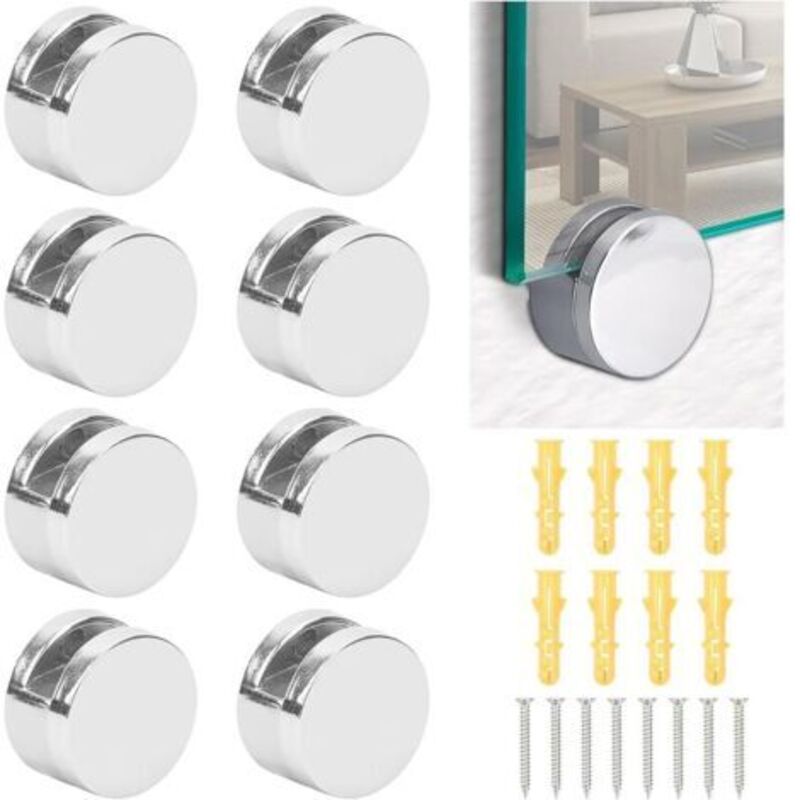 8 Stück Spiegelklammern Aus Zinklegierung, Wandhalterung Für 3–7 Mm Dicke Spiegel Und Glas, Mit 8 Edelstahlschrauben Und 8 Dübeln