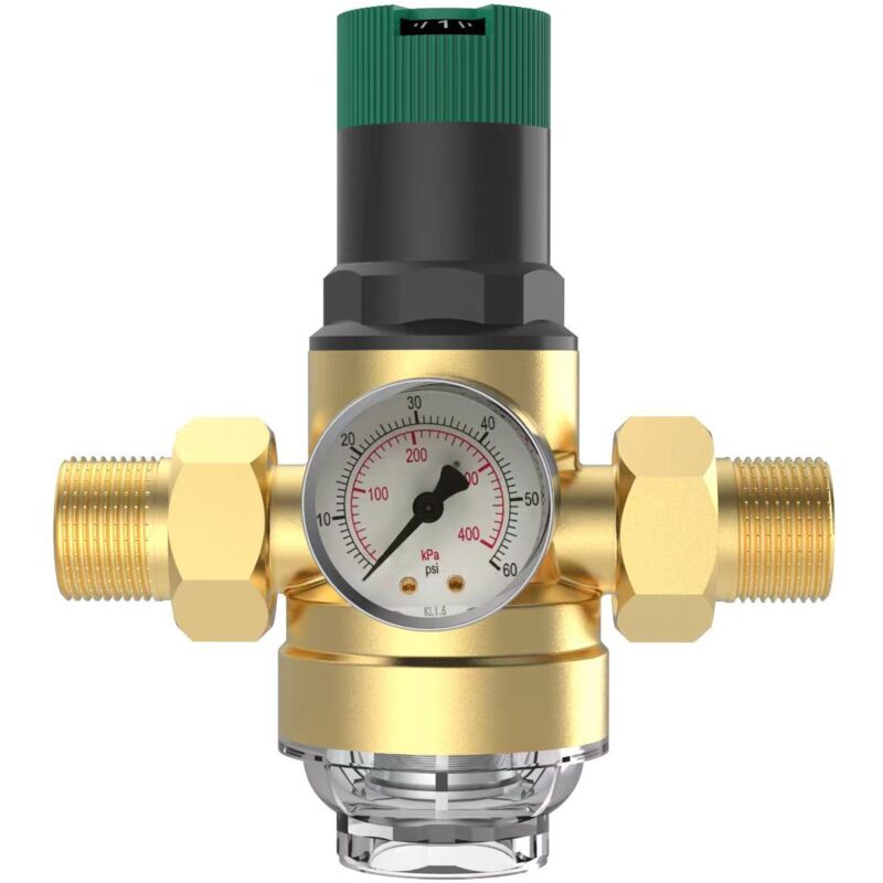 Wasserdruckminderer 3/4 Zoll Dn20 Mit Manometer Und Messing-siebfilter, Druckregler, Druckentlastungsventil, Einstellbarer Wasserdruckminderer