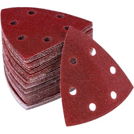 50 Blatt Dreieckige Schleifpads, Papierscheiben, Schleifmaschine, 6 Löcher