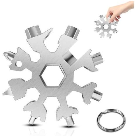Schneeflocken-werkzeug, 18-in-1-multifunktionswerkzeug Aus Edelstahl, Für Tägliche Reisen, Camping, Abenteuer, Multifunktionale Tragbare Mini-werkzeuge, Weihnachtsgeschenk (silber)