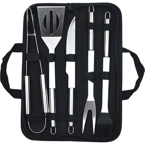 Set Aus 5 Grillutensilien Und -zubehör – Kit D'Outils En Acier Inoxydable – Spezialutensilien Für Grilladen Im Außenbereich