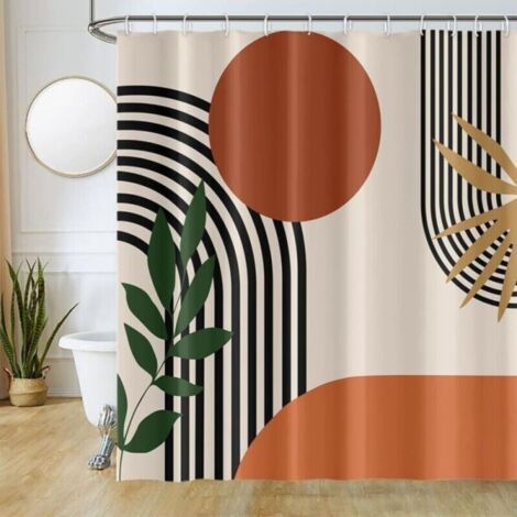 Modernes, Minimalistisches Duschbad Mit Geometrischem Muster, Aus Polyester, 180 X 180 Cm.