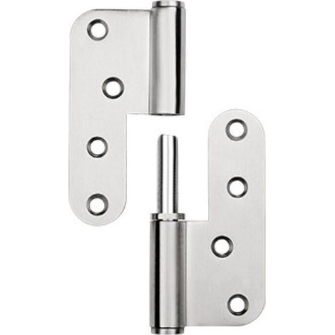 Purification Edelstahl-verdicktes Bogenscharnier, Schwere Stahltür, Abgerundetes Wc-scharnier, L-typ Abnehmbares Scharnier, 100 X 90 X 2,8 Mm, Links (1 Stück)