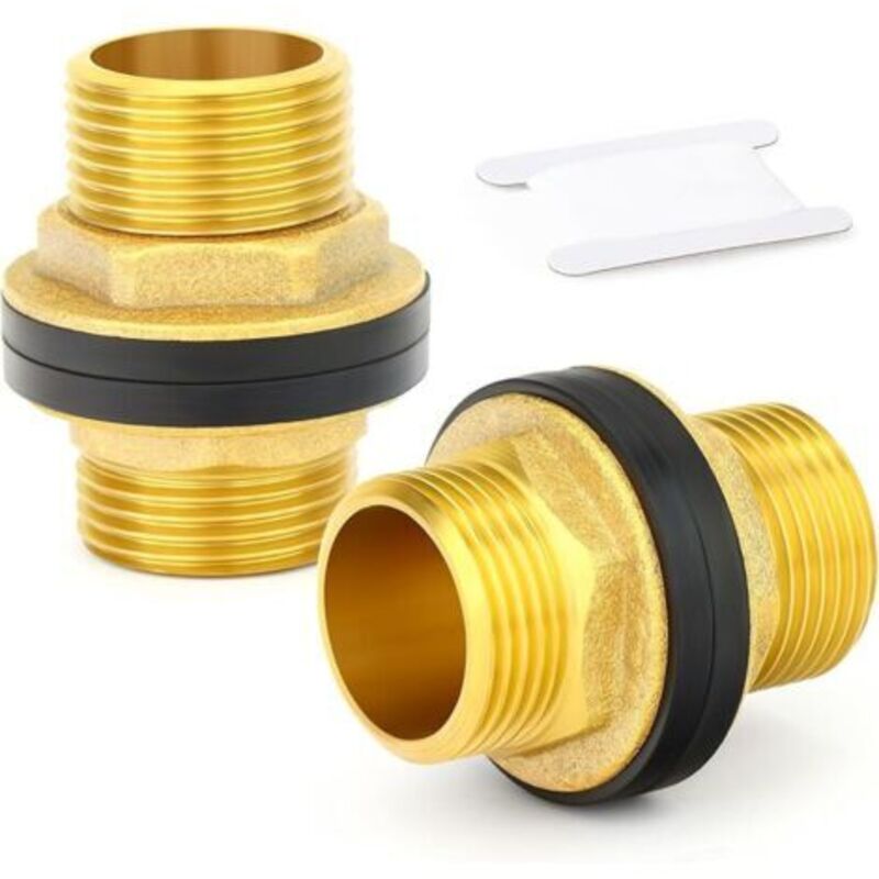 2-teiliges Wasserreservoir-set Mit Passe-closion In Laiton, 1" Bsp-stecker-rack Mit 2 Kautschuk-anschlüssen Für Regenwasserbehälter, Aquarien, Bäder