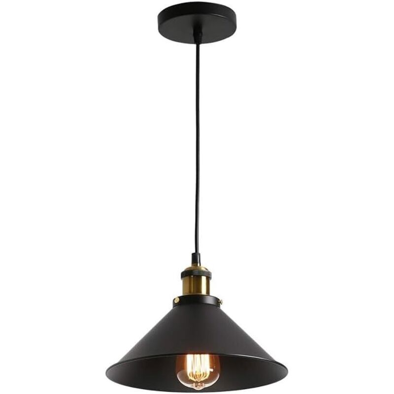 Kronleuchter, Moderne Pendelleuchte Aus Metall Mit Schwarzem Schirm, Mattschwarzes Finish, Industriestil, Verstellbar, Für Kücheninsel Oder Esszimmer (26 Cm)