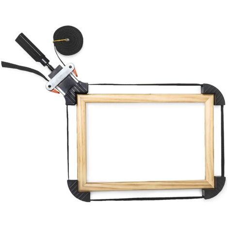 Schwarze Rahmenpresse In Den Maßen 3 X 10 X 28 Cm, Mit Spannbacken Und 2 M Gurt.