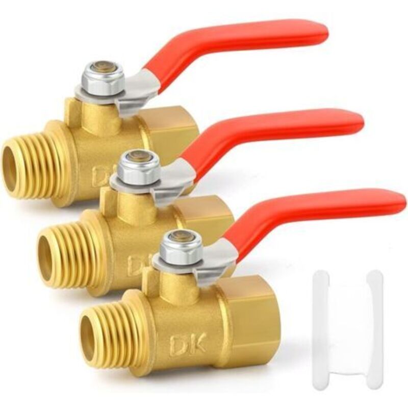 3 Stück, 1/4 Pouce En Laiton Mini-robinet À Tournant Sphere Arretier L'Interrupteur, 1/4 Pouce Männlich X Weibliches Raccord De Tuyau Filetage Bsp