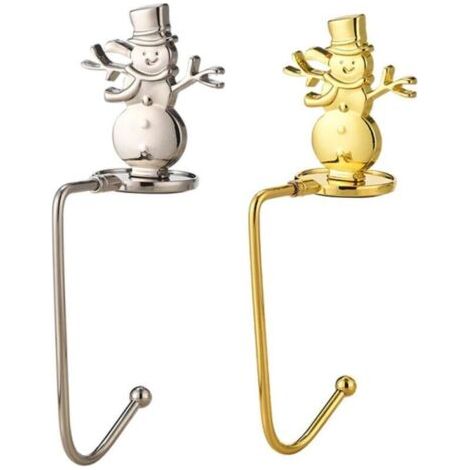Weihnachtsstrumpfhalter, Kamin-sicherheitshaken, Weihnachtsfeierzubehör, Weihnachtsstrumpfhalter (ein Schneemann, Gold Und Silber)