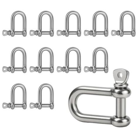 12 Stück M5 D-förmige Schäkel Aus Edelstahl, Korrosionsbeständig, Robust, Ideal Für Rigging, Stahlkabel, Ketten Und Befestigungen Im Innen- Und Außenbereich, Ann
