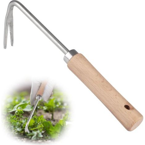 1 Stück Manueller Unkrautjäter Mit Holzgriff, 26 Cm Langer Edelstahl-unkrautjäter, V-förmiger Manueller Unkrautjäter, Zum Jäten, Umpflanzen Usw.