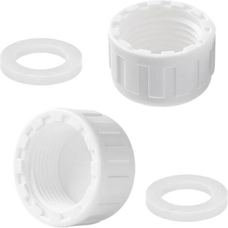 2 Stück Pvc-gewindekappen, 25-mm-innengewinde-rohranschlusskappe, Siphonrohr-blindstopfen Mit Unterlegscheibe