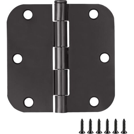 1 Packung 3,5" Runde Mattschwarze Türscharniere, 5/8" Radius, Innen, 3 1/2" Flacheisen, Bifold, Standard