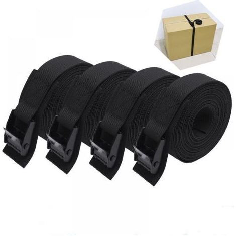 4 Stück, Kurzer, Gepolsterter Zurrgurt, 25 Mm X 1 M, Spannschnalle, Schwarz