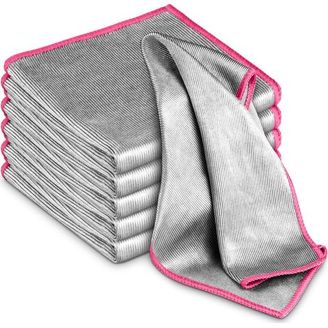 Chiffon De Polissage Pour Verre, Chiffon De Nettoyage Magique Sans Traces, Chiffon En Microfiber Non Pelucheux, Lot De 6, Rose