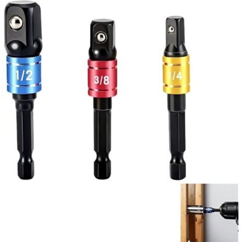 3 Stück Schlagschrauber-adapter, 1/2 Bis 1/4 Zoll Steckschlüssel-adapter, Schraubendreher-bit, Schlagschrauber-bit, 1/4 Zoll Sechskantantrieb Für 1/4 Zoll, 3/8 Zoll Und 1/2 Zoll Stecknüsse