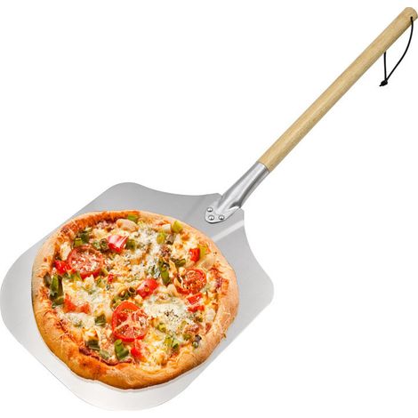 Aluminium-pizzaschieber Mit Holzgriff, Professioneller Ofenspatel, 35 Cm, Natur-/silber-finish