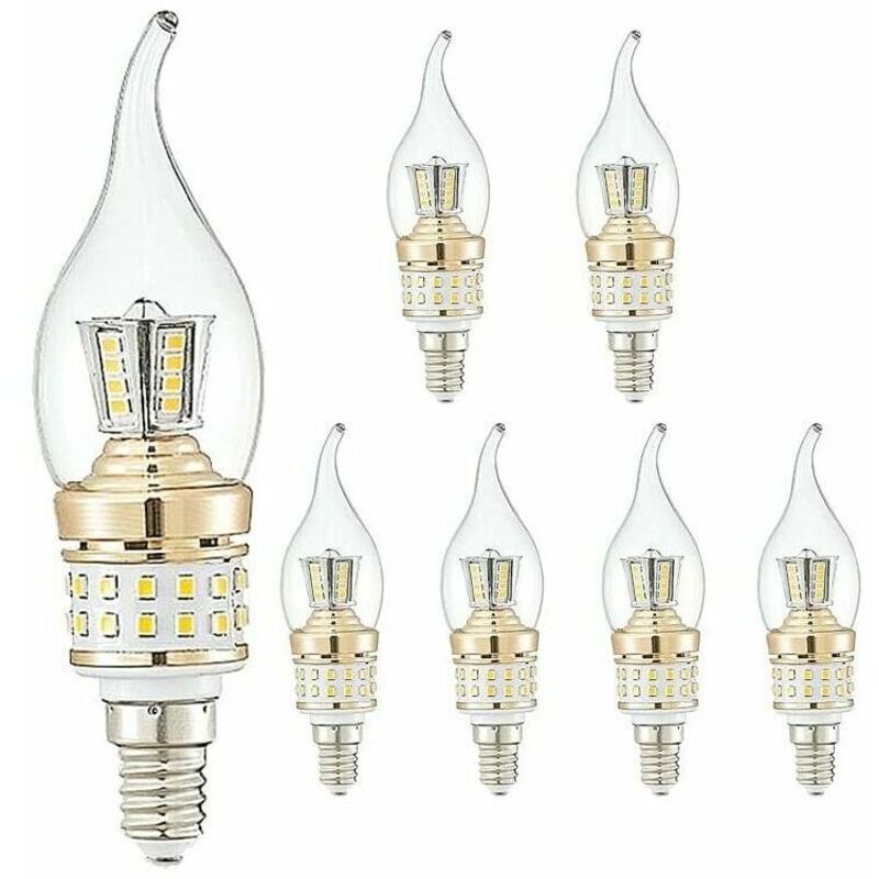 Ampoules Bougies Led E14 10w Petites Ampoules À Vis Candélabre Led Pas À Intensité Variable Lustre Blanc Froid 6000k Lampen À Économie D'Énergie Vintage (entspricht 90w) 6 Packungen