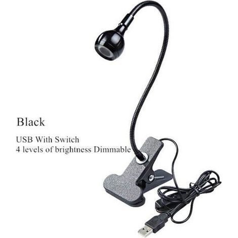Tischlampe, Schwarz, Dimmbar, Uv-farbe, 3 W, Silber-schwarz, Usb-led-schreibtischleuchte, Mini-helle, Flexible Clip-led-nageltrockner-uv-lampe