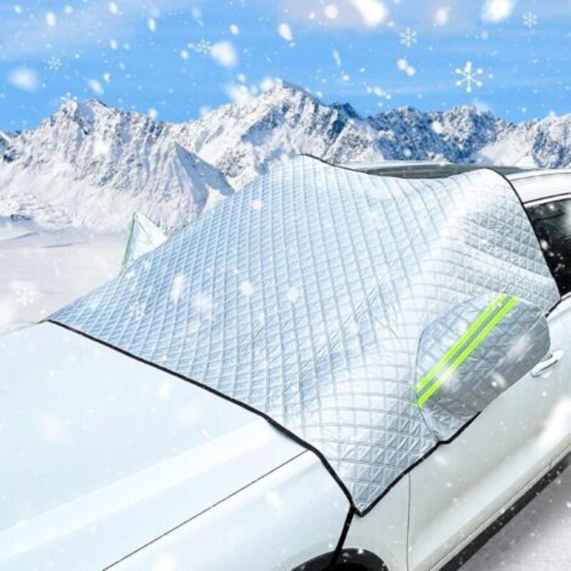 Couverture Pare-brise Voiture, Protege Pare Brise Hiver, Universelle Couverture De Protection Antigel Pliable