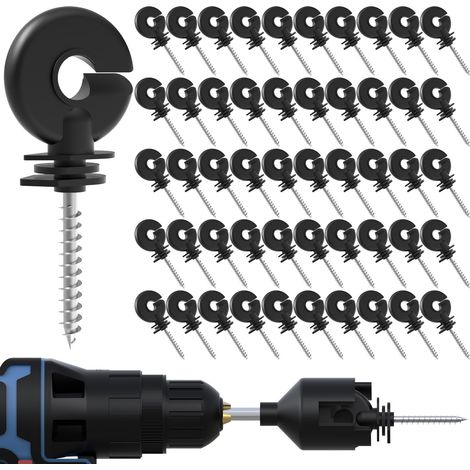 Lot Von 50 Schwarzen Isolatoren Zum Sichten Von Elektrischem Strom (für Holzbehälter) + 1 Pose-werkzeug Im Angebot