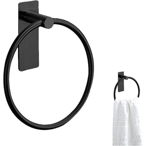 Handtuchhalter Ohne Bohren, Schwarzer Handtuchring, Ohne Bohren, Für Küche Und Bad, Selbstklebend, Edelstahl