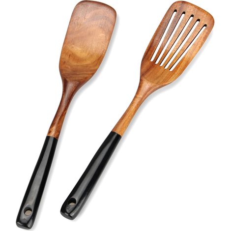 Set Aus 2 Spateln Aus Holz, Küchenutensilien Und Ungiftigem Teck, Spatel Für Crêpes Rainurée, Spachtelteller Aus Holz, Set Aus Utensilien, Raclette