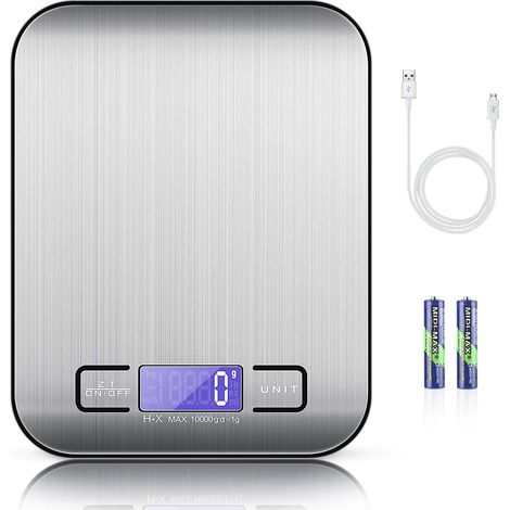 Balance Cuisine Electronique Mit Usb-kabel, Balance De Précision 10 Kg/1 G Balance Electronique Acier Inox Balance, Piles Fournies