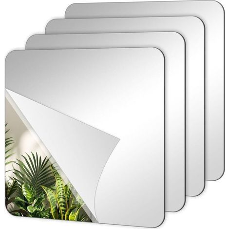 4er Set Klebespiegel – Acrylspiegel Zum Aufkleben – 15 X 15 Cm – Wandaufkleber – Flexibler Wandspiegel – Für Badezimmer, Wohnzimmer, Schlafzimmer