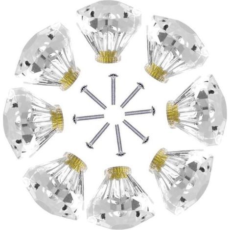 8 Stück Türknöpfe 25 Mm Schubladengriffe Kristallgriffe Diamantgriffe Möbelgriffe Für Schränke Pzcc