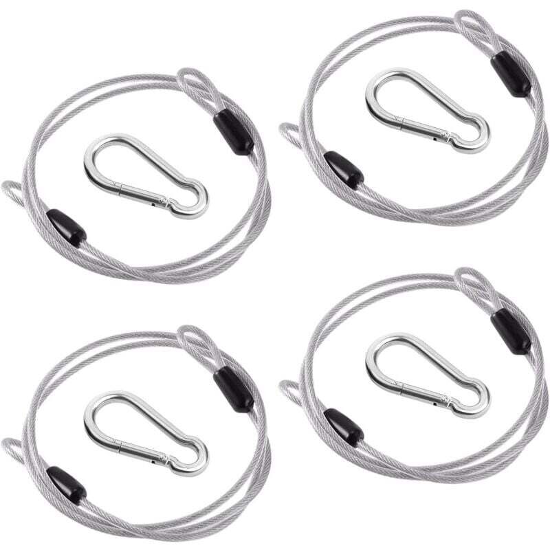 4 Stück Sicherheitskabel 1m×3mm, Sicherheitskabel Aus Edelstahl Mit 4 Federn, Kabel Aus Stahl Mit Doppelter Boucle, Tressé Mit Boucle, Anti-velo-kabel, Gepäck Im Freien, Reisen