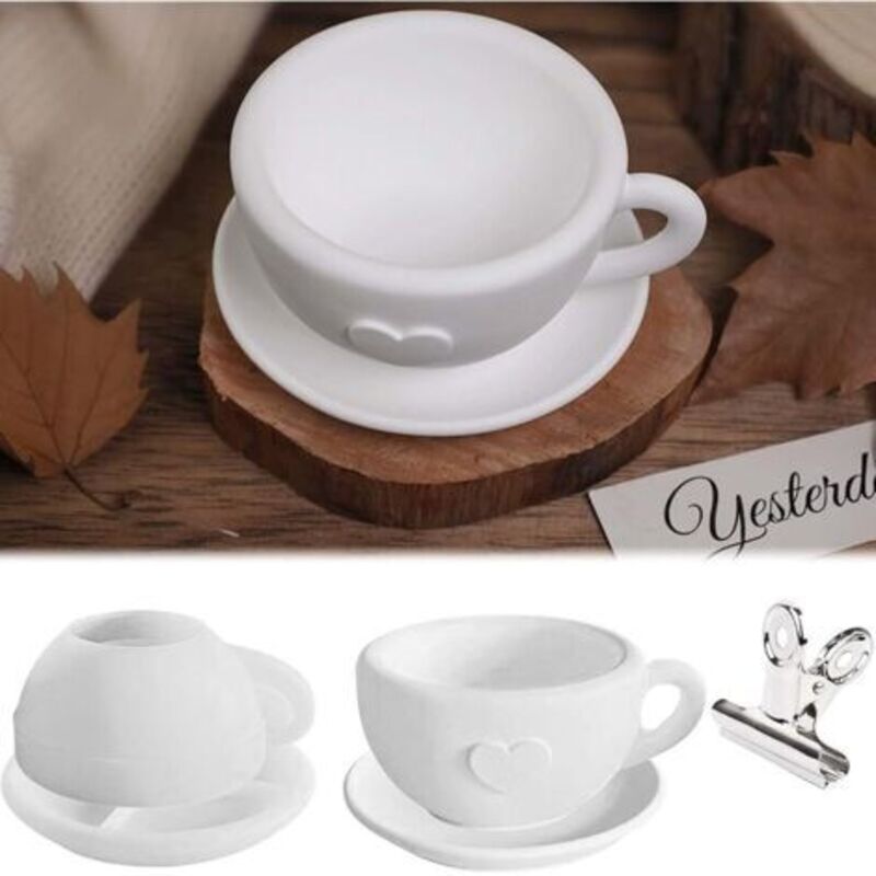 2 Stück Silikonformen Für Kaffeetassen Mit Untertassen, Silikonform, Kerzenhalter, Teetasse, Silikontablett, Harztablett Zum Basteln, Gips